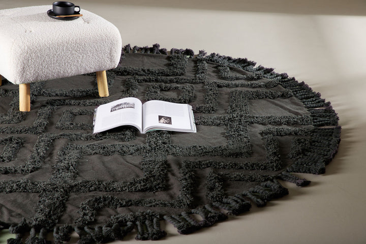 Venture Home Hilma Cotton - 200*200- -Round-Dark grey