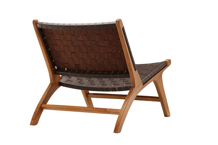 Vind Rike Single Sofa - Brown Teak / Brown PU