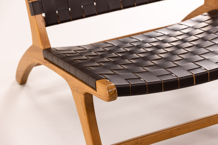 Vind Rike Single Sofa - Brown Teak / Brown PU