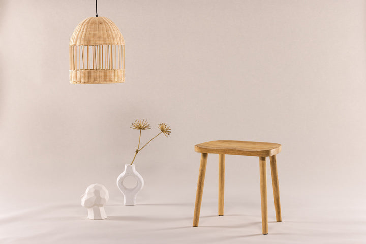 Vind Orust Pouf - Whitewash / Wood