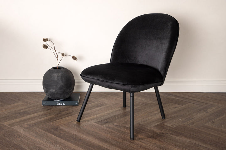 Venture Home Polar Single Sofa - Black / Black Velvet