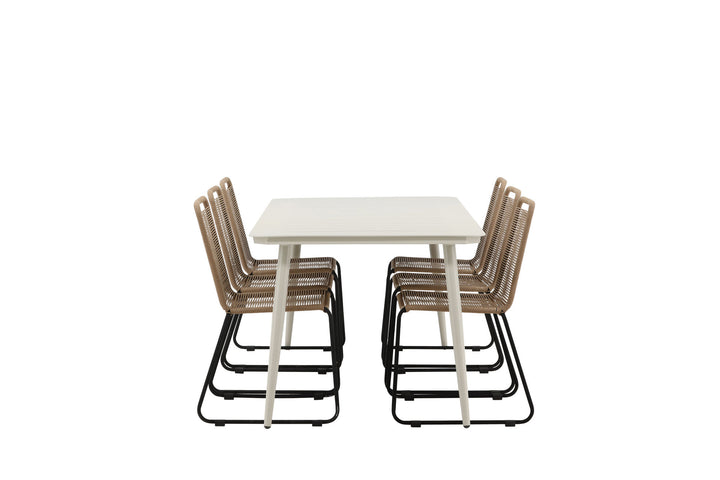Venture Home Lina Dining Table - Beige - 200*90- Lindos Stacking Chair - Black Alu / Latte Rope_6