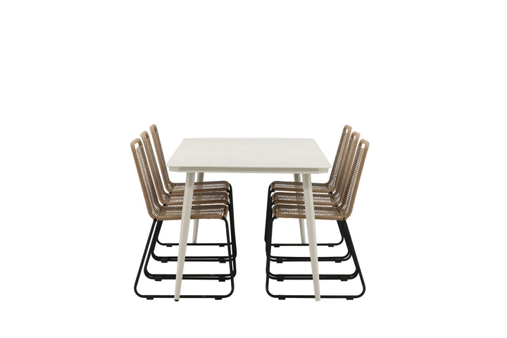 Venture Home Lina Dining Table - Beige - 200*90- Lindos Stacking Chair - Black Alu / Latte Rope_6