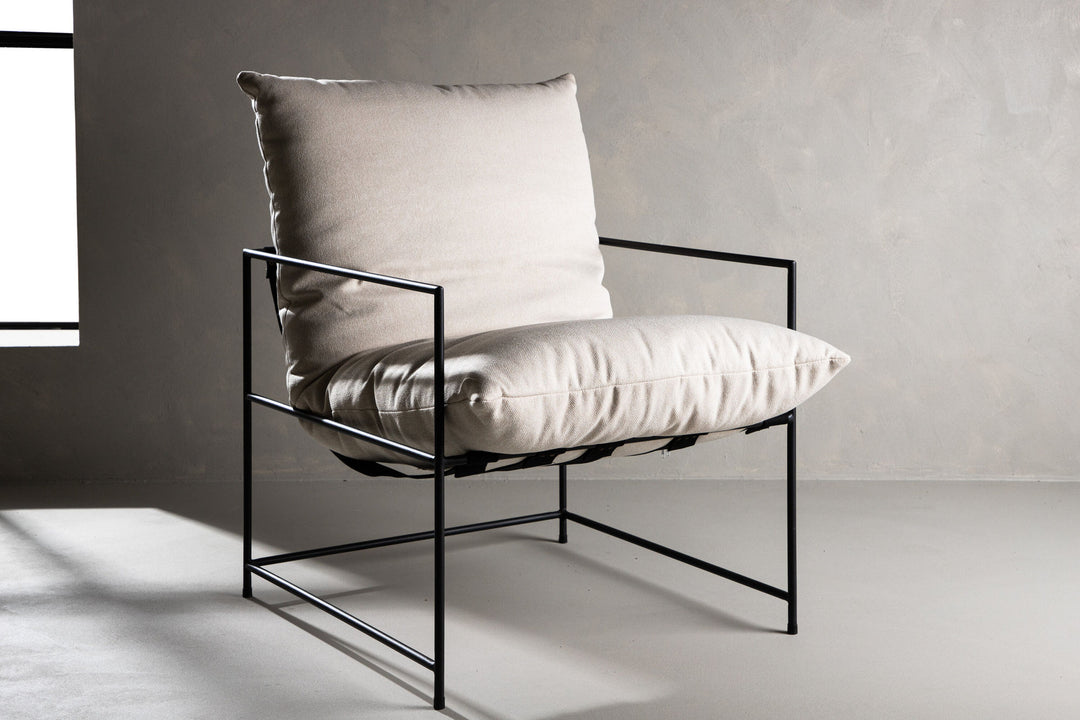 Venture Home Sedalia Single Sofa - Black / White Linen fabric