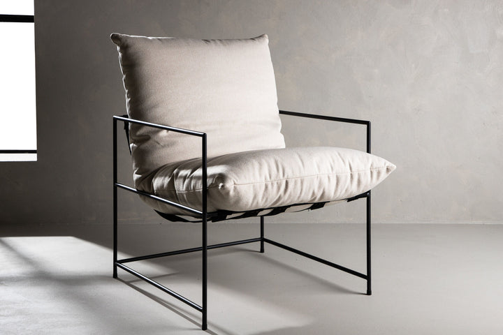 Venture Home Sedalia Single Sofa - Black / White Linen fabric