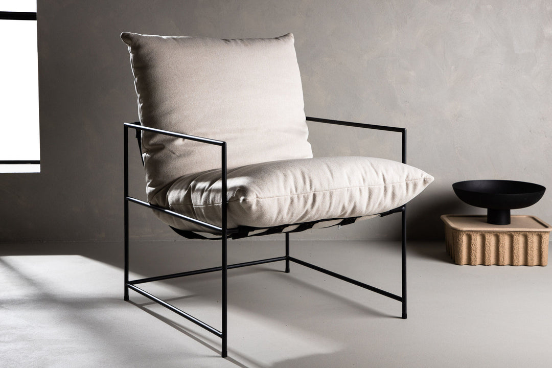 Venture Home Sedalia Single Sofa - Black / White Linen fabric