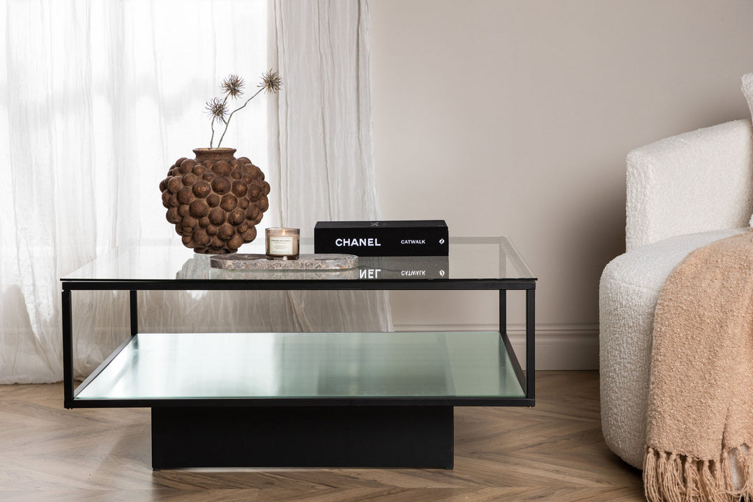Furniture Fashion Maglehem Sofa Table - Black / Clear glass