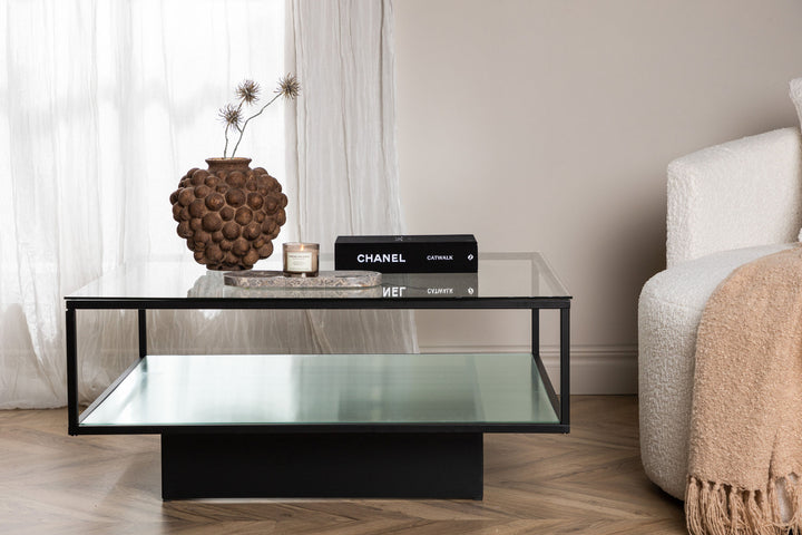 Furniture Fashion Maglehem Sofa Table - Black / Clear glass