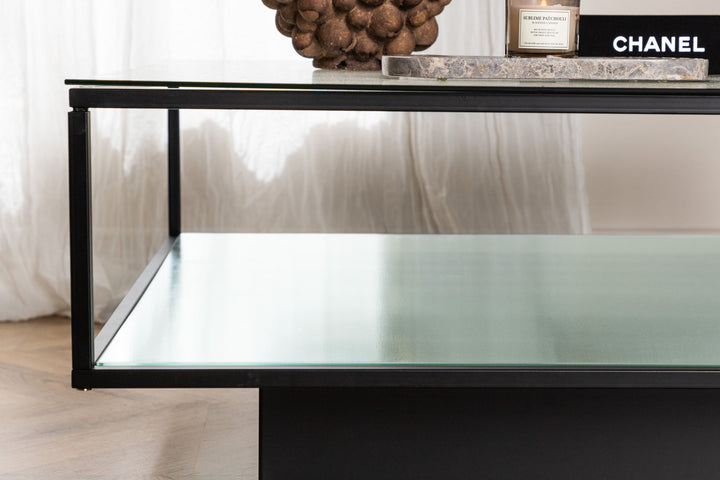Furniture Fashion Maglehem Sofa Table - Black / Clear glass