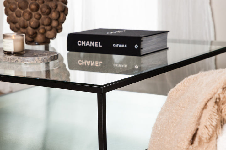 Furniture Fashion Maglehem Sofa Table - Black / Clear glass
