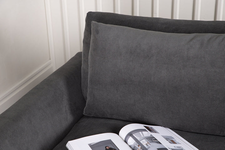 Venture Home Durham Sofa - Wood / Dark Grey Corduroy