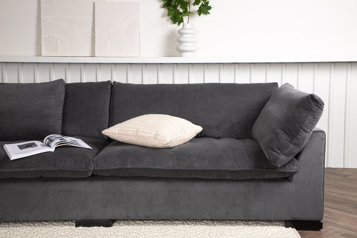 Venture Home Durham Sofa - Wood / Dark Grey Corduroy