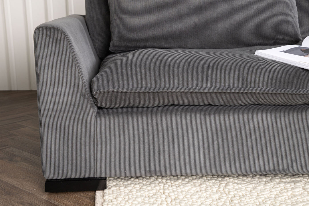 Venture Home Durham Sofa - Wood / Dark Grey Corduroy