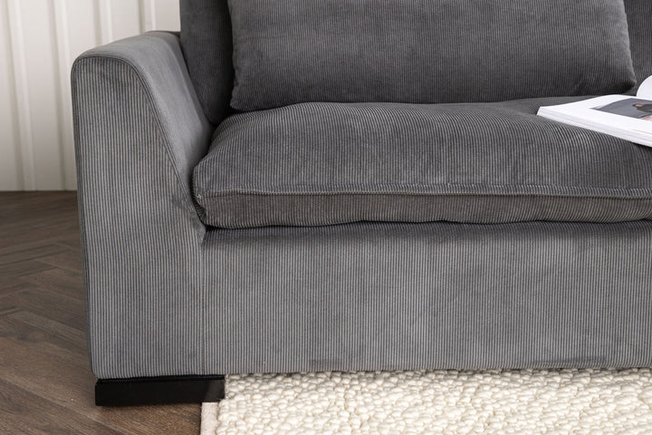 Venture Home Durham Sofa - Wood / Dark Grey Corduroy