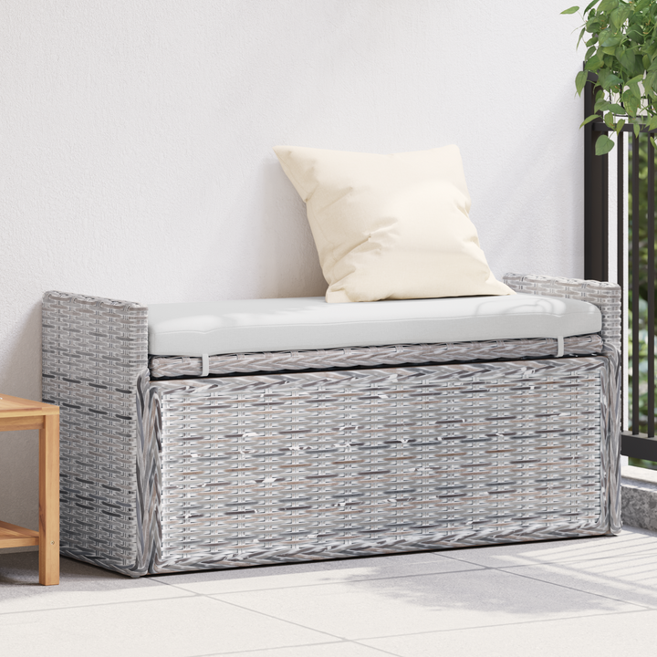 Opbevaringsbænk med pude Hvidvask 110 x 40 x 50 cm Rattan