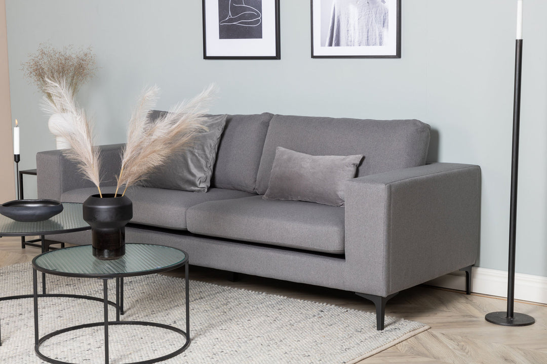 Venture Home Bolero Sofa - 3-seater - Grey Fabric - Black Legs