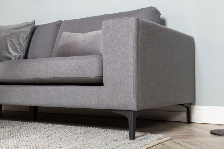 Venture Home Bolero Sofa - 3-seater - Grey Fabric - Black Legs