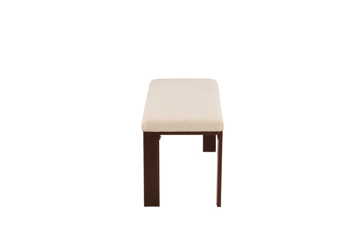 Venture Home Chester Bench - Dark walnut wood look / Offwhite Fleece