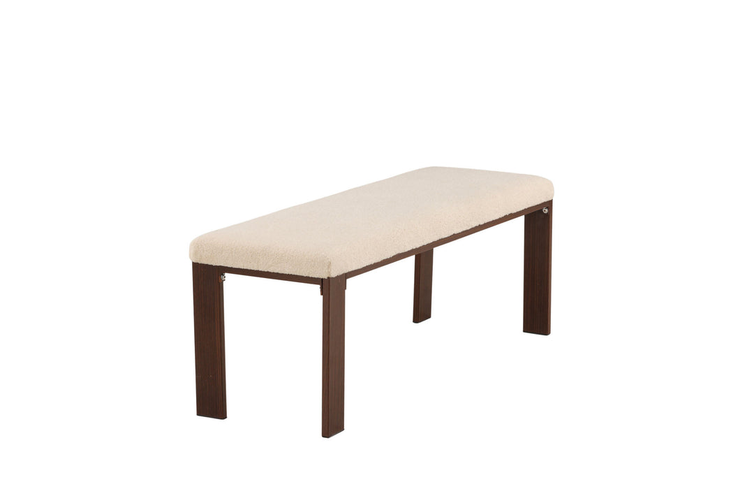 Venture Home Chester Bench - Dark walnut wood look / Offwhite Fleece