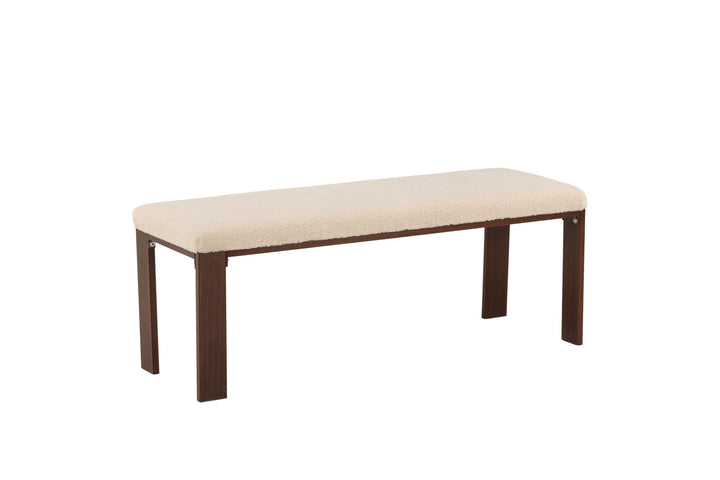 Venture Home Chester Bench - Dark walnut wood look / Offwhite Fleece