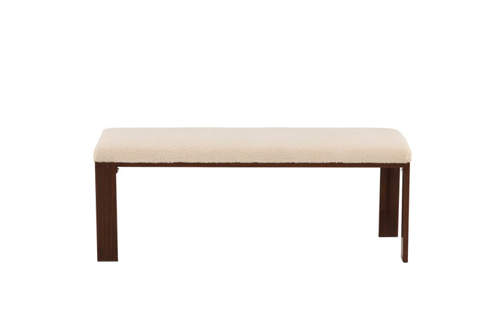 Venture Home Chester Bench - Dark walnut wood look / Offwhite Fleece