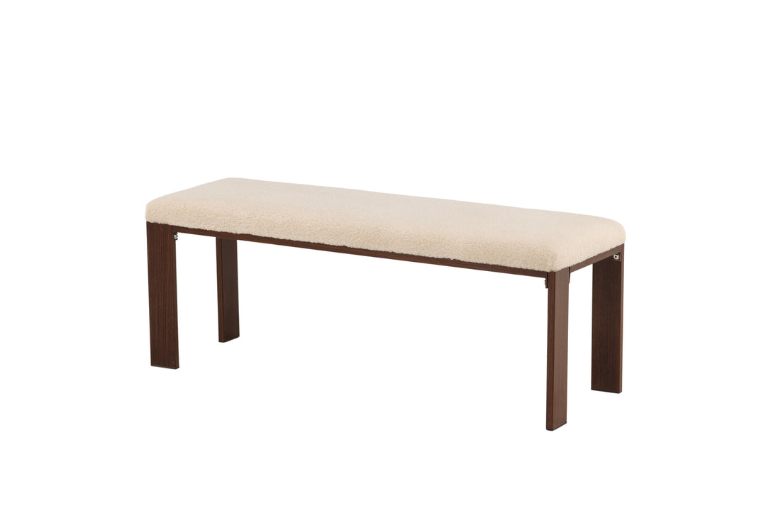 Venture Home Chester Bench - Dark walnut wood look / Offwhite Fleece