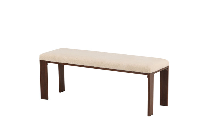 Venture Home Chester Bench - Dark walnut wood look / Offwhite Fleece