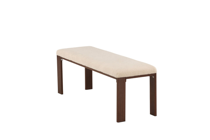 Venture Home Chester Bench - Dark walnut wood look / Offwhite Fleece