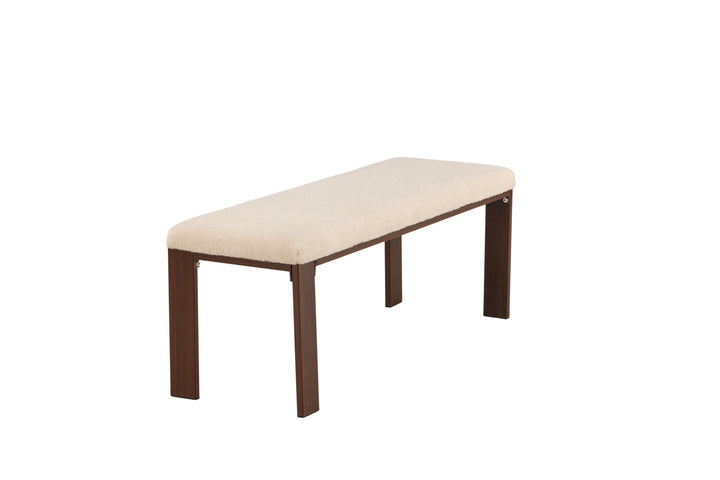 Venture Home Chester Bench - Dark walnut wood look / Offwhite Fleece