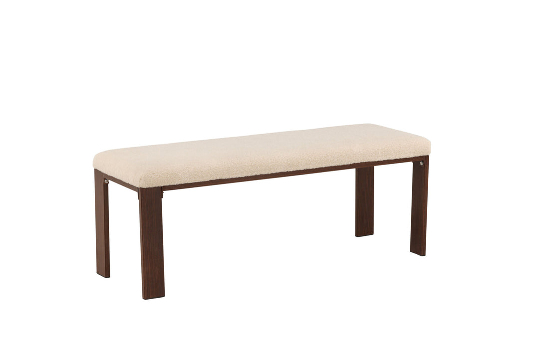 Venture Home Chester Bench - Dark walnut wood look / Offwhite Fleece