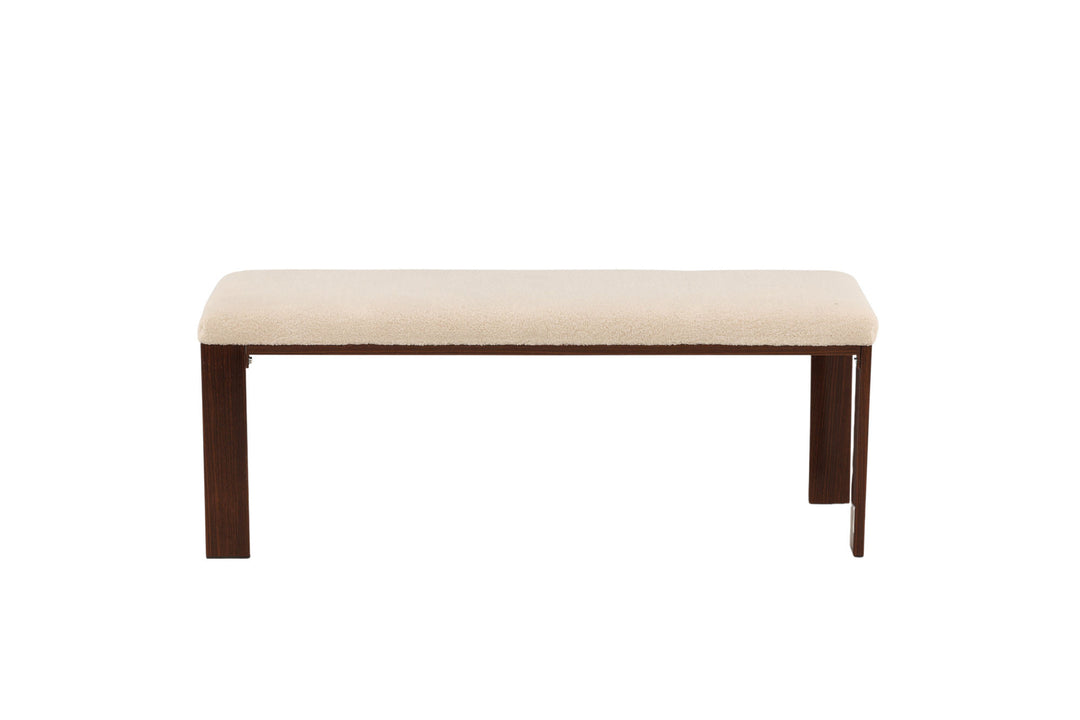 Venture Home Chester Bench - Dark walnut wood look / Offwhite Fleece