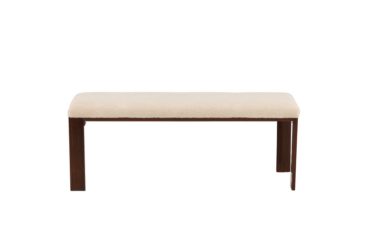 Venture Home Chester Bench - Dark walnut wood look / Offwhite Fleece