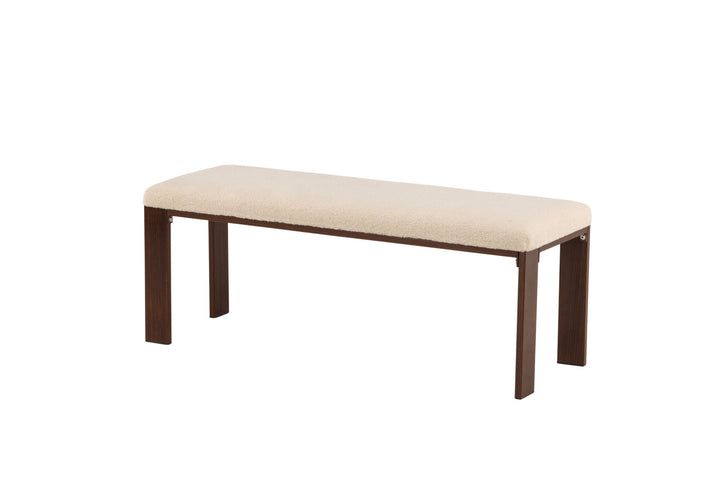 Venture Home Chester Bench - Dark walnut wood look / Offwhite Fleece