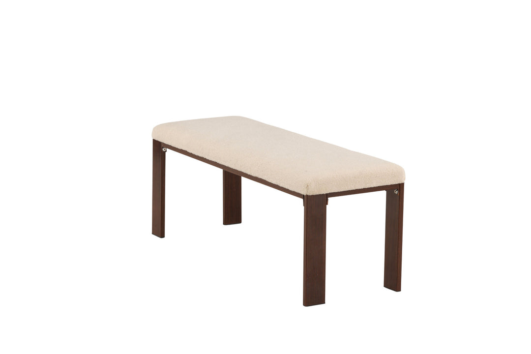 Venture Home Chester Bench - Dark walnut wood look / Offwhite Fleece