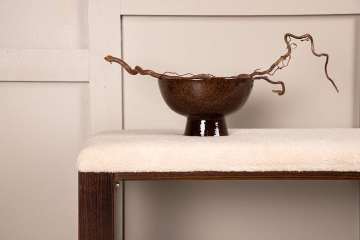 Venture Home Chester Bench - Dark walnut wood look / Offwhite Fleece