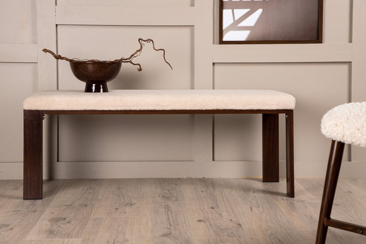 Venture Home Chester Bench - Dark walnut wood look / Offwhite Fleece