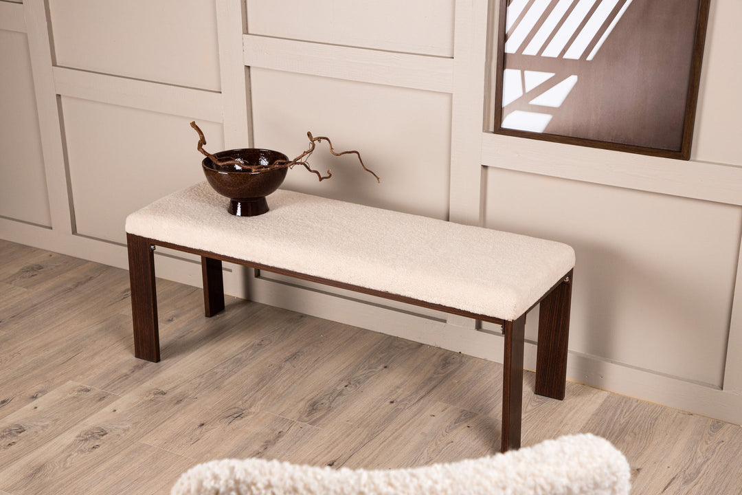 Venture Home Chester Bench - Dark walnut wood look / Offwhite Fleece