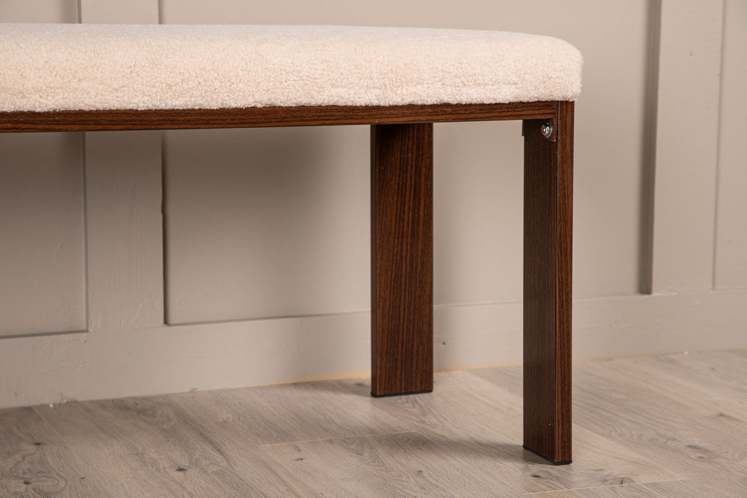 Venture Home Chester Bench - Dark walnut wood look / Offwhite Fleece