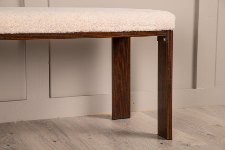 Venture Home Chester Bench - Dark walnut wood look / Offwhite Fleece