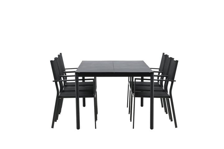 Venture Home Modena - Dining Table- Black - Aluminium - 200*100cm _1+ Copacabana Stacking Chair - Black/Black _6