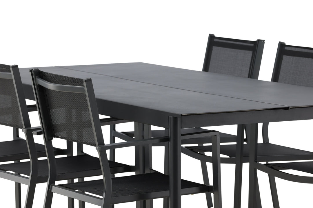 Venture Home Modena - Dining Table- Black - Aluminium - 200*100cm _1+ Copacabana Stacking Chair - Black/Black _6