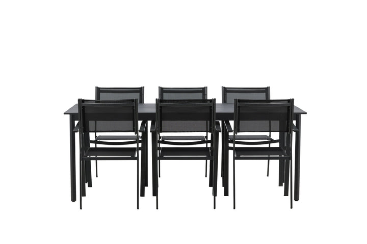 Venture Home Modena - Dining Table- Black - Aluminium - 200*100cm _1+ Copacabana Stacking Chair - Black/Black _6