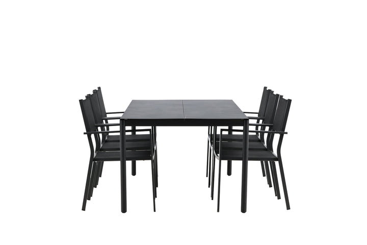 Venture Home Modena - Dining Table- Black - Aluminium - 200*100cm _1+ Copacabana Stacking Chair - Black/Black _6