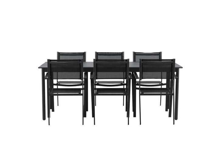 Venture Home Modena - Dining Table- Black - Aluminium - 200*100cm _1+ Copacabana Stacking Chair - Black/Black _6