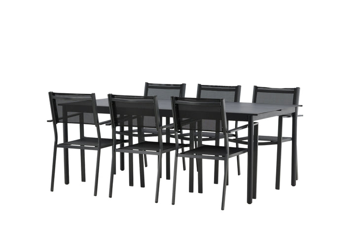 Venture Home Modena - Dining Table- Black - Aluminium - 200*100cm _1+ Copacabana Stacking Chair - Black/Black _6
