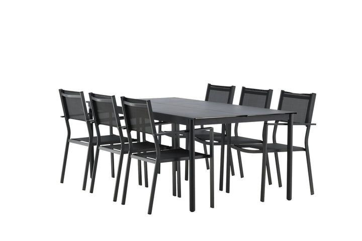 Venture Home Modena - Dining Table- Black - Aluminium - 200*100cm _1+ Copacabana Stacking Chair - Black/Black _6