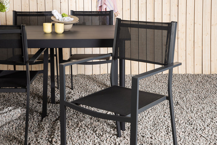 Venture Home Modena - Dining Table- Black - Aluminium - 200*100cm _1+ Copacabana Stacking Chair - Black/Black _6