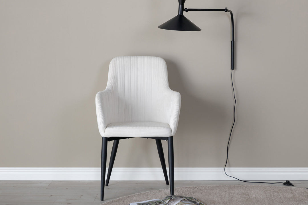 Venture Home Comfort Dining Chair 2-pack - Black Legs / Beige Corduroy