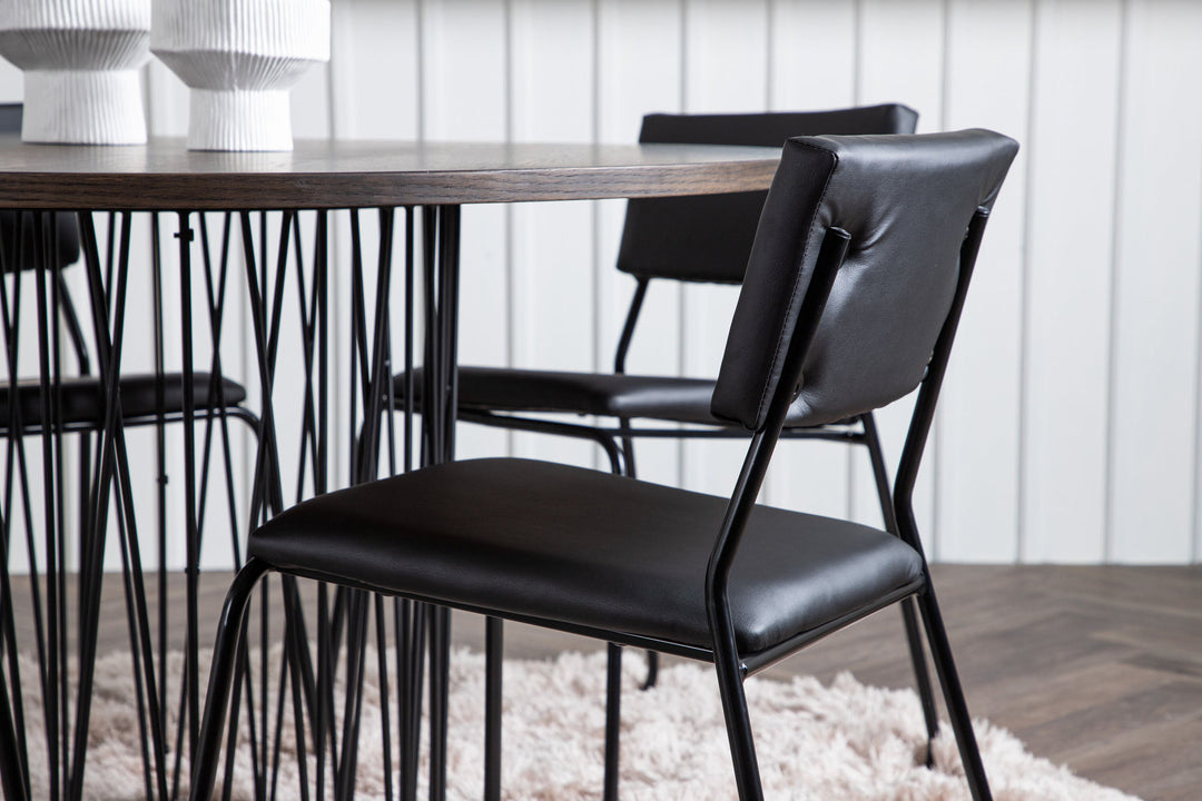 Venture Home Stone round Dining Table - Black / Mocca Veneer +Kenth Chair - Black / Black PU _4