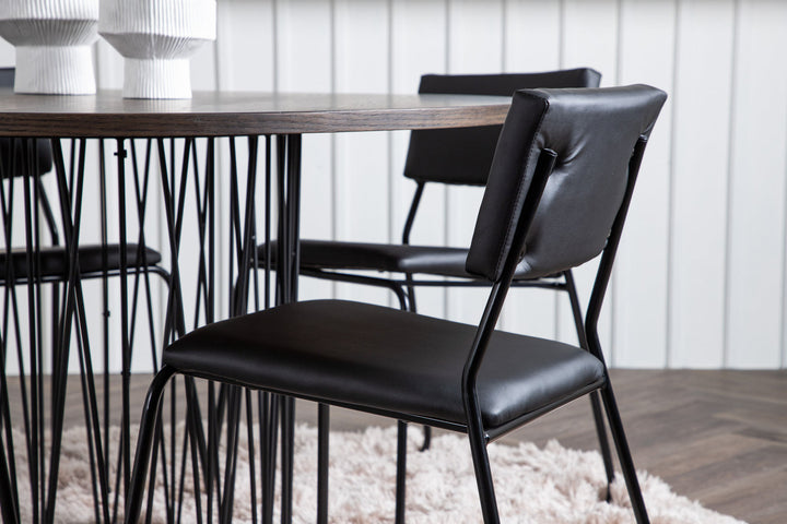 Venture Home Stone round Dining Table - Black / Mocca Veneer +Kenth Chair - Black / Black PU _4